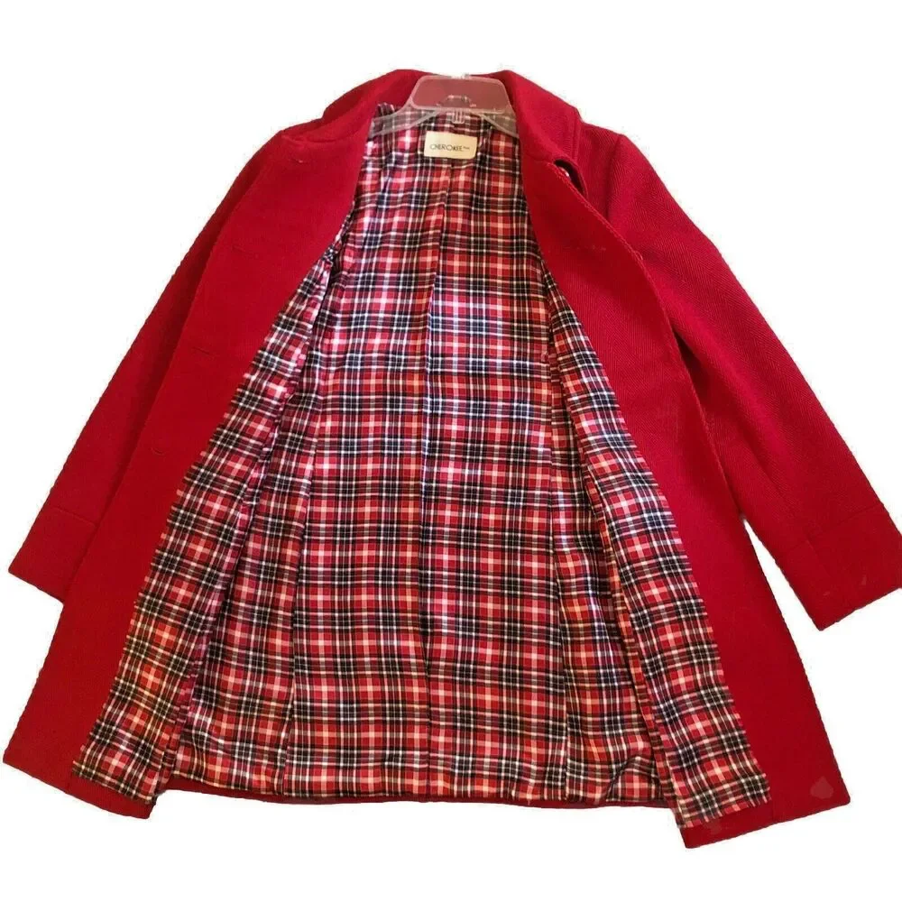 Cherokee Coquette Car Coat Womens Sz M VTG Red Fitted Babydoll Retro Rockabilly